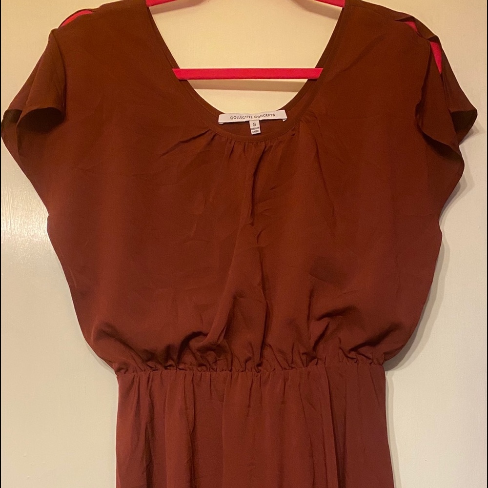 Collective Concepts Brick Red Elastic Waist Dress